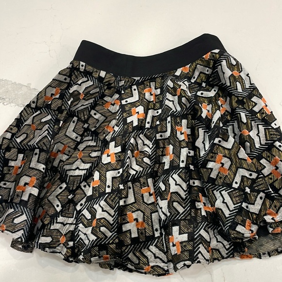 Gold and black Funky print Flare Sugarlips skirt. Size: XS - Picture 2 of 5
